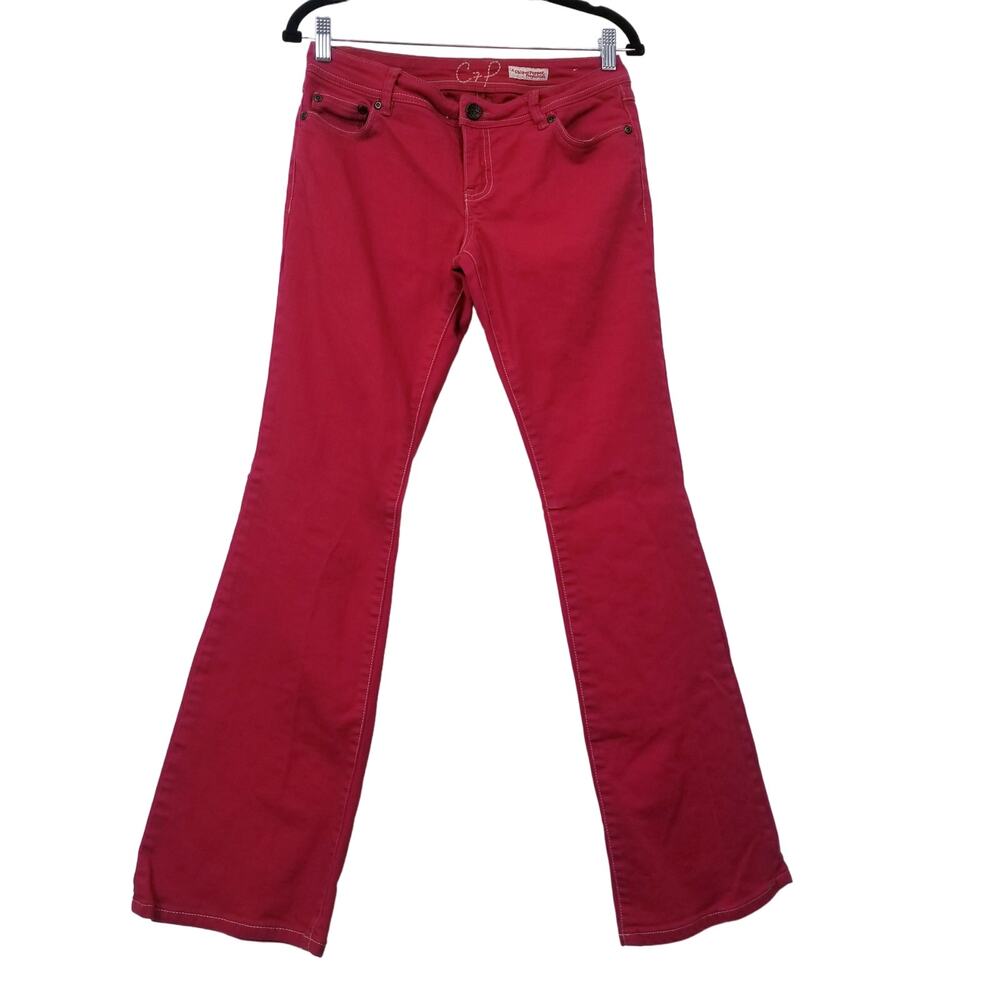 Y2K Chip & Pepper C7P Laguna Beach Flare Red Denim Wide Leg Low Rise